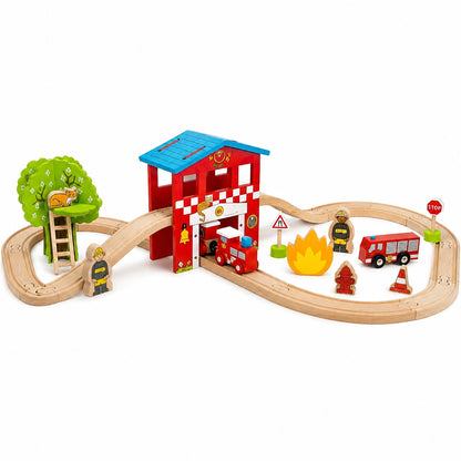 Bigjigs Fire Station Train Set-Bigjigs Fire Station Train Set