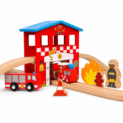 Bigjigs Fire Station Train Set-Bigjigs Fire Station Train Set