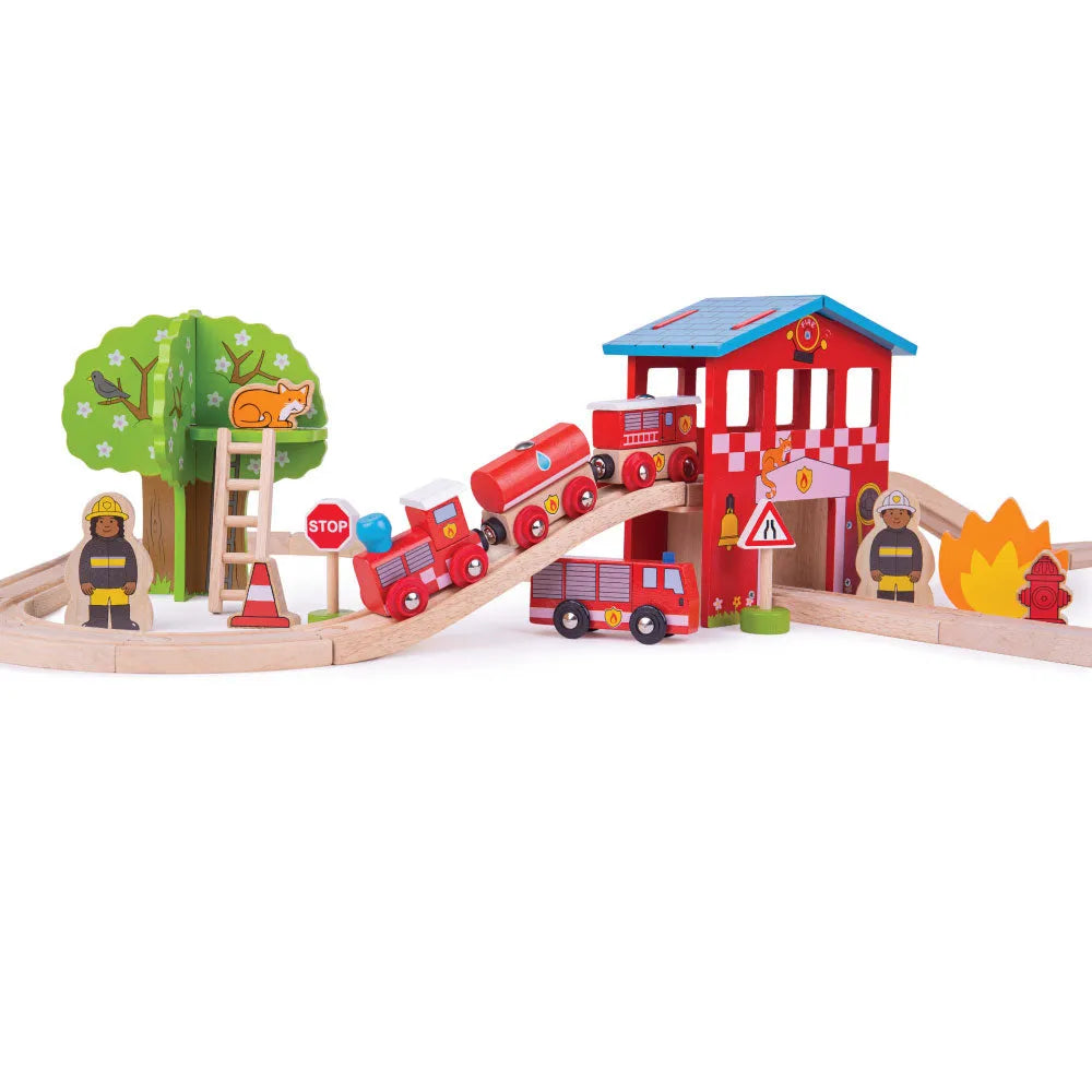 Bigjigs Fire Station Train Set-Bigjigs Fire Station Train Set