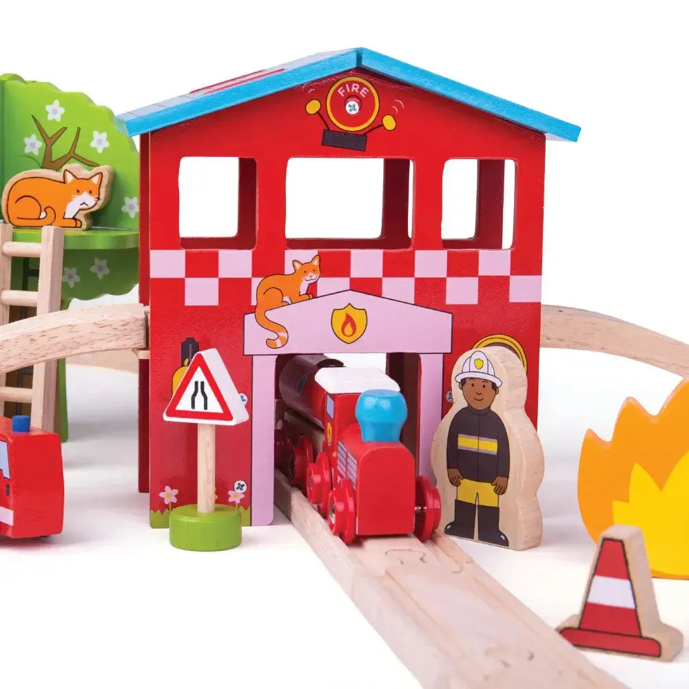 Bigjigs Fire Station Train Set-Bigjigs Fire Station Train Set
