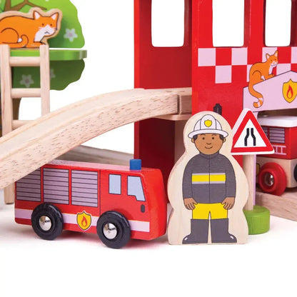 Bigjigs Fire Station Train Set-Bigjigs Fire Station Train Set