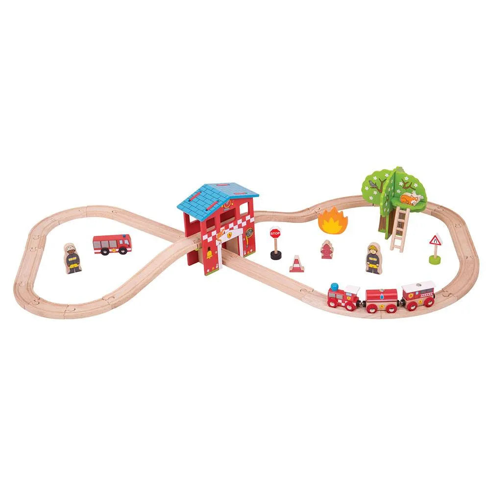 Bigjigs Fire Station Train Set-Bigjigs Fire Station Train Set