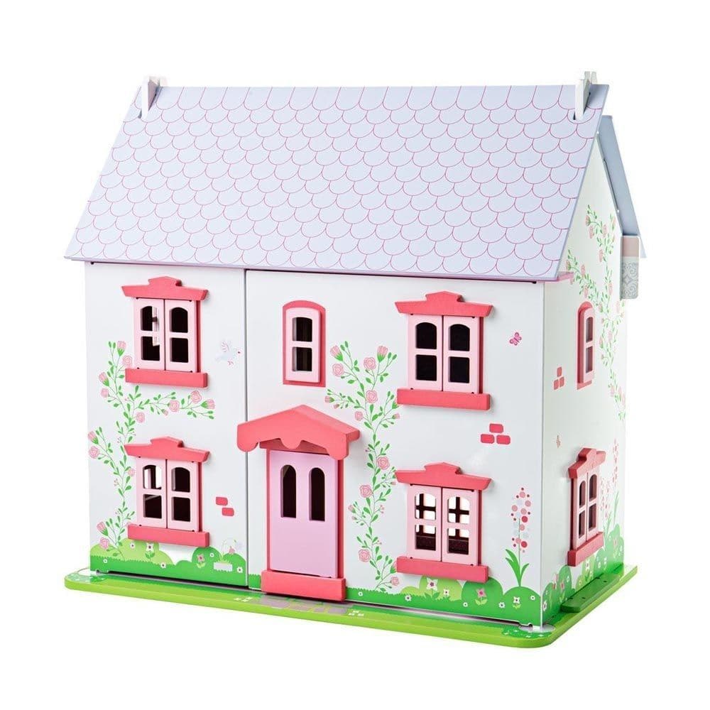 Bigjigs Heritage Playset Rose Cottage, What a beautiful wooden dolls’ house from Bigjigs Heritage Playset Rose Cottage will delight and enthral lucky young dolls’ house owners who will spend hours playing with this gorgeous wooden toy. The Bigjigs Heritage Playset Rose Cottage is a stunning addition to any play corner. Children will enjoy arranging the furniture in the four rooms and playing in the attic space (which can be accessed via the roof). Dolls’ houses are fantastic role play toys that provide hour