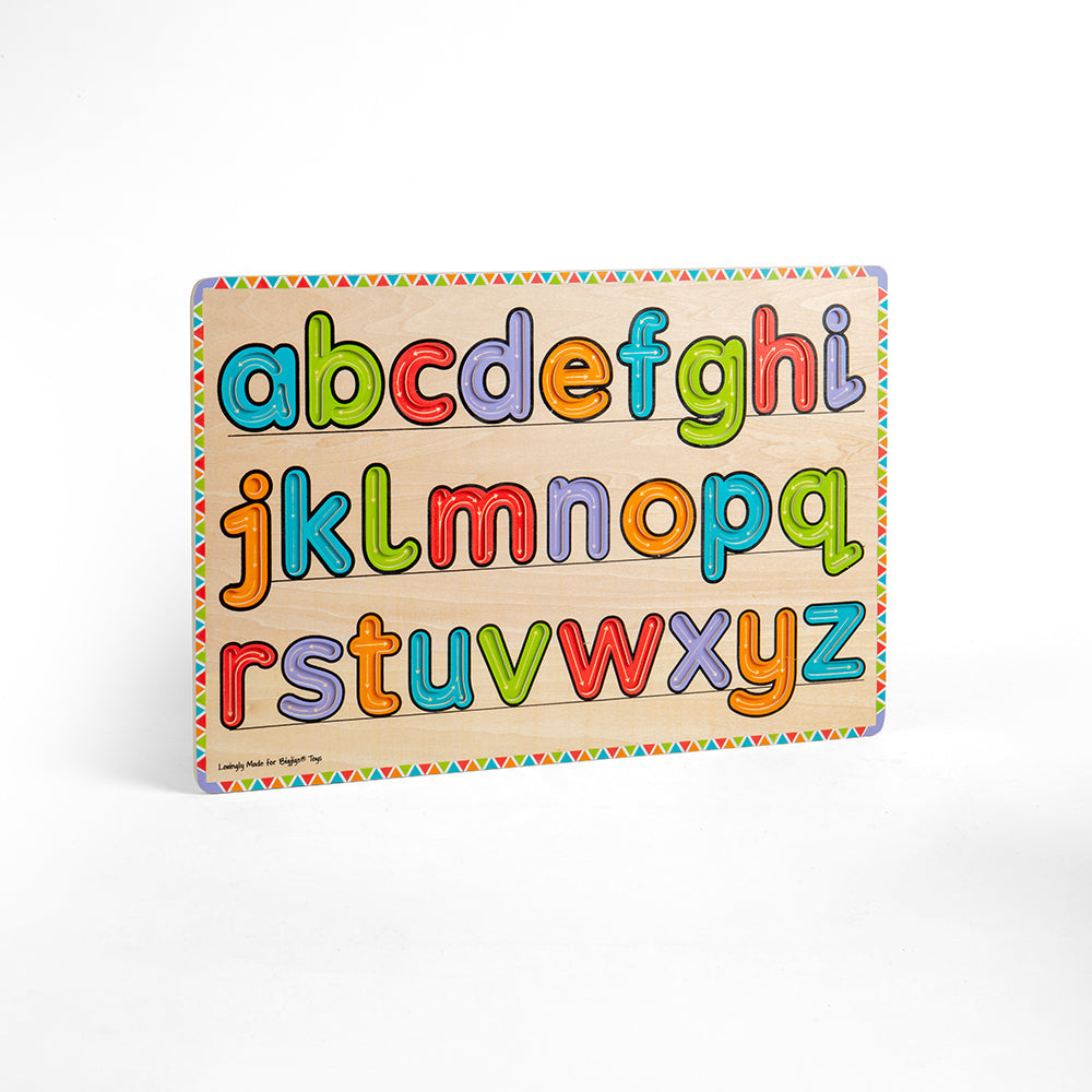 Bigjigs Learn to Write, This fantastically simple wooden Bigjigs Learn to Write board helps little ones to learn about the shape and construction of letters with ease! Each letter of the alphabet is recessed into the base board. Printed arrows inside each letter make it easy for little fingers to follow the shape and Learn To Write. The Bigjigs Learn to Write board helps to develop dexterity and concentration. The Bigjigs Learn to Write board is a valuable educational tool designed to make learning the alph