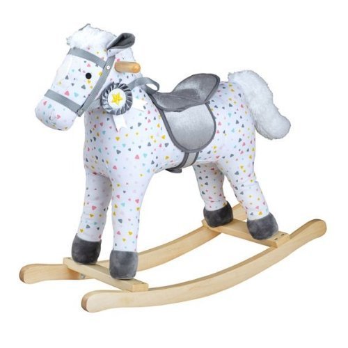 Bigjigs Patterned Rocking Horse, This gorgeous, carefully crafted Bigjigs Patterned Rocking Horse features a delightful design with a soft saddle and matching bridle. The Patterned Rocking Horse will clip clop into your little ones heart, this rocking horse is sure to be a playtime favourite. Sturdy and easy to grip handles make it easy to saddle up and go for a ride! Plus, the soft padded saddle ensures little ones can rock in comfort. The Bigjigs Toys Patterned Rocking Horse makes the perfect addition to 