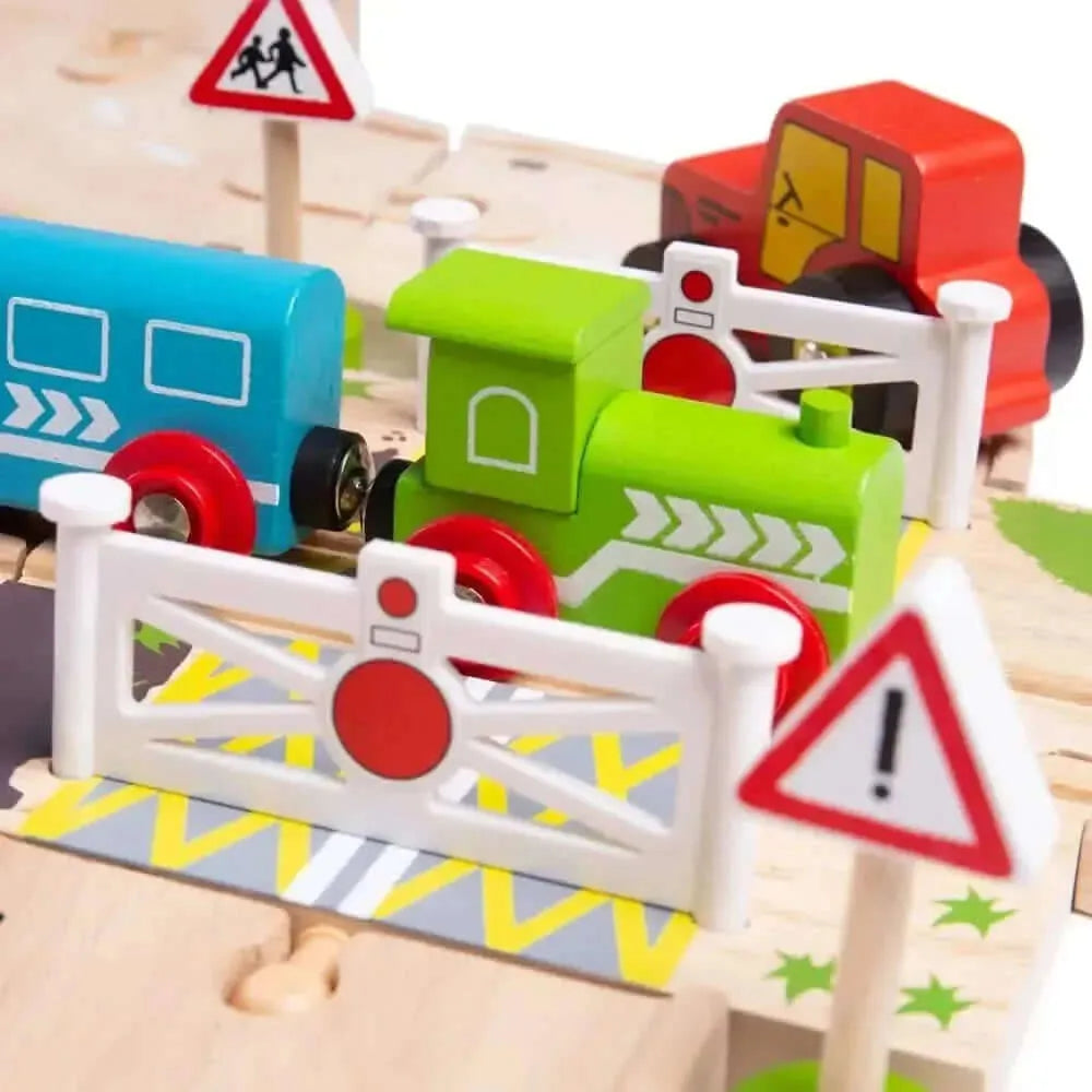 Bigjigs Rail Rural Road and Rail Train Set-Bigjigs Rail Rural Road and Rail Train Set
