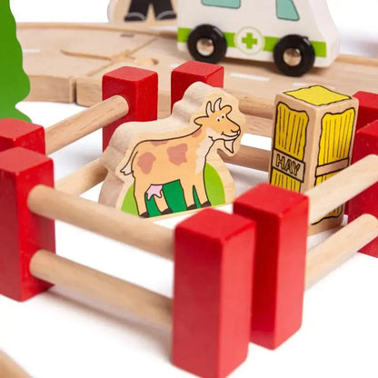 Bigjigs Rail Rural Road and Rail Train Set-Bigjigs Rail Rural Road and Rail Train Set