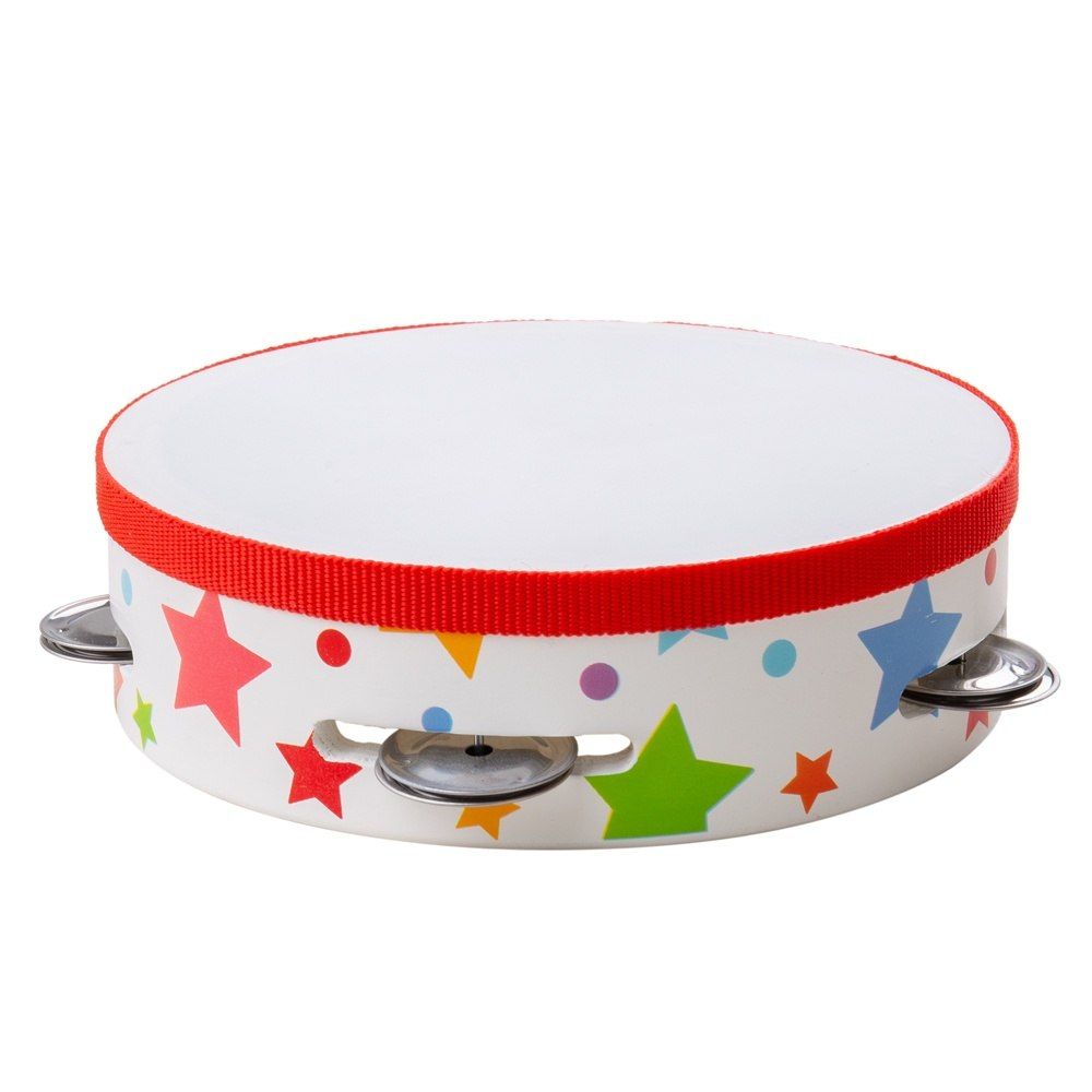 Bigjigs Tambourine, Young children will enjoy grasping and shaking this colourful Tambourine from Bigjigs Toys. This delightful wooden Bigjigs Tambourine instrument is ideal for early music making and developing a child's love of music. The Bigjigs Tambourine is designed for smaller hands to easily grip, this Bigjigs tambourine is lightweight and easy to hold, providing hours of creative hands-on play. Designed to be safe for young children, it makes a great noise and is an essential item in any budding mus