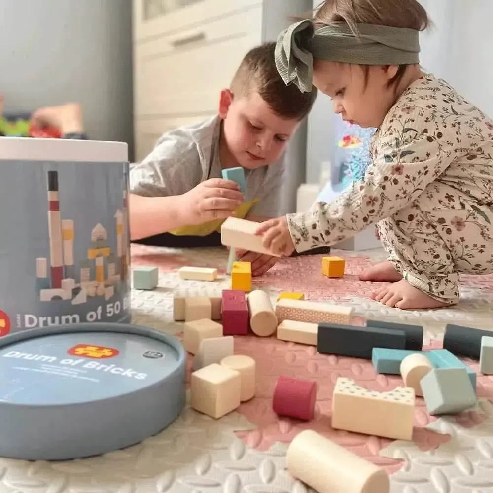 Bigjigs Toys - FSC Drum of 50 Blocks-Bigjigs Toys - FSC Drum of 50 Blocks