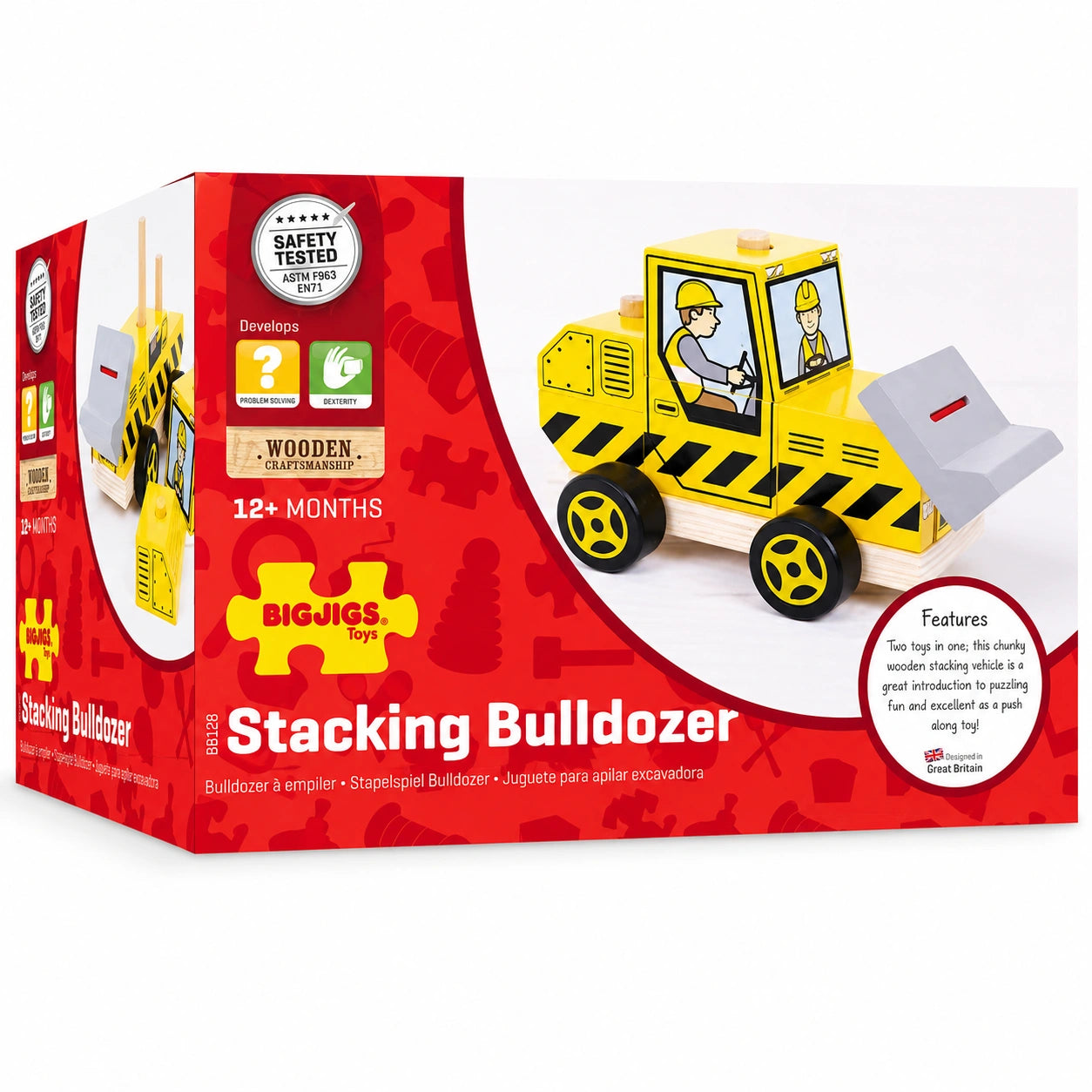 Bigjigs Toys Stacking Bulldozer-Bigjigs Toys Stacking Bulldozer