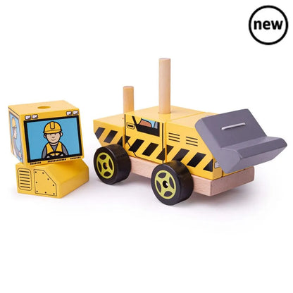 Bigjigs Toys Stacking Bulldozer-Bigjigs Toys Stacking Bulldozer