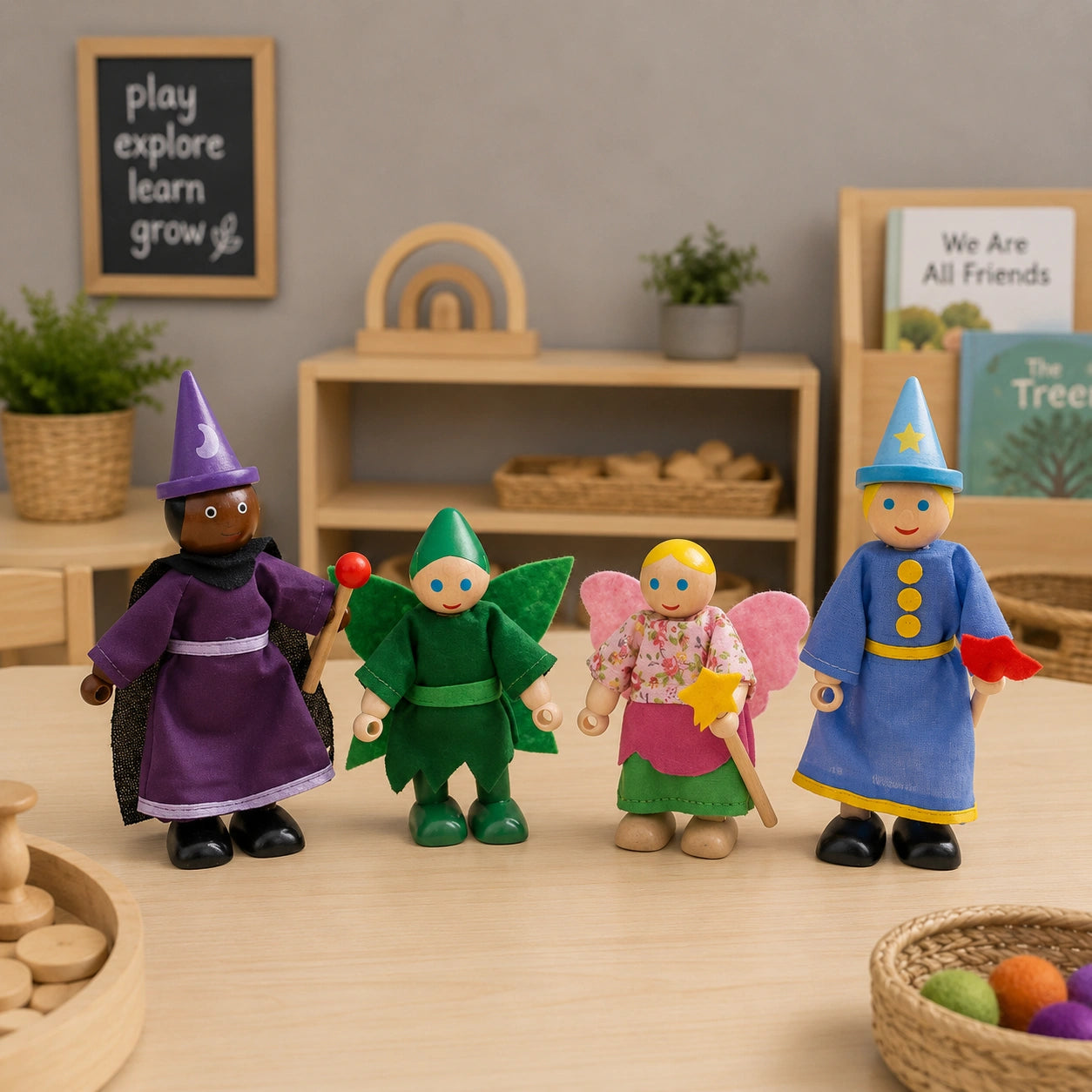 Bigjigs Toys Wooden Fantasy Dolls-Bigjigs Toys Wooden Fantasy Dolls