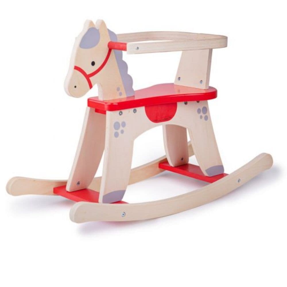 Bigjigs Wooden Rocking Horse, Evoke the joy and nostalgia of yesteryear while providing your child with a toy designed for today's lifestyle. The Bigjigs Wooden Rocking Horse seamlessly combines retro flair with modern craftsmanship, making it an elegant yet playful addition to any nursery or playroom. Bigjigs Wooden Rocking Horse Features: Retro Design, Modern Construction This Bigjigs Wooden Rocking Horse boasts a traditional design that's been reimagined with modern aesthetics. It's brightly coloured and