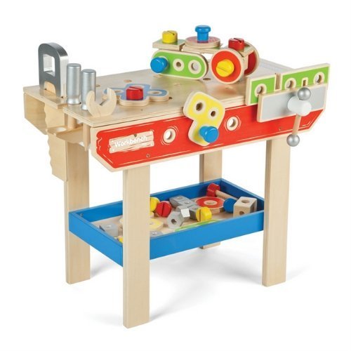 BigJigs Workbench, The Tidlo Workbench from BigJigs is the ultimate playset for young carpenters in the making. With its colourful design and 43 included accessories—ranging from a vice, saw, hammer, screwdriver, and spanner—this workstation has everything a child needs to dive into imaginative play and basic carpentry concepts. One of the standout features is its accessibility; the workbench is designed to be floor-standing and accessible from all sides, encouraging group play and collaborative projects. T