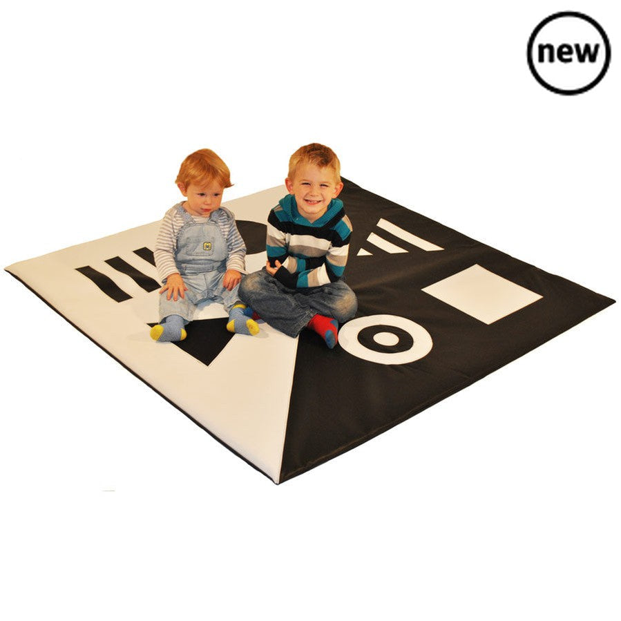 Black and White Floor Mat, The Colourful Bee Nursery Floor Mat is designed to provide a soft and safe surface for first exploration of the world in the safety of the nursery. Designed using high quality materials to last in a professional nursery. Size 145cm x 145cm x 2.5cm, Made in wipe clean high tenacity PVC. For both indoor and outdoor use. Must not be permanently left outdoors. 145cm x 145cm x 2.5cm Expected delivery 10 working days Hand made in the UK, Black and White Floor Mat,Nursery Floor Mat,Senso