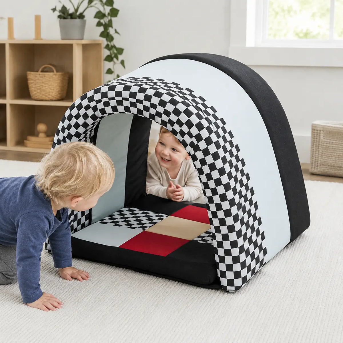 Black and White Striped Soft Baby Tunnel lifestyle scene 3