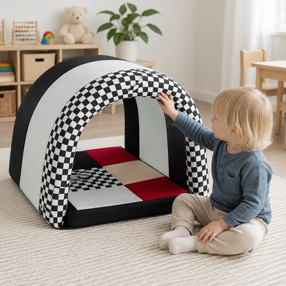 Black and White Striped Soft Baby Tunnel lifestyle scene 4