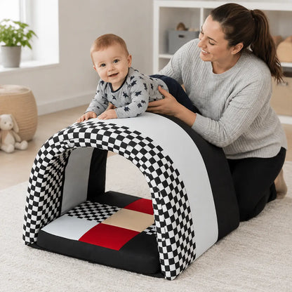 Black and White Striped Soft Baby Tunnel lifestyle scene 7
