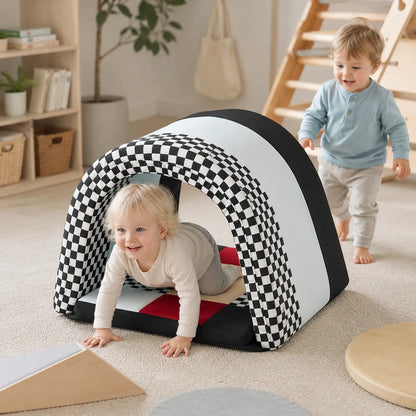 Black and White Striped Soft Baby Tunnel lifestyle scene 8