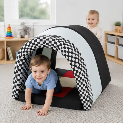 Black and White Striped Soft Baby Tunnel lifestyle scene 1