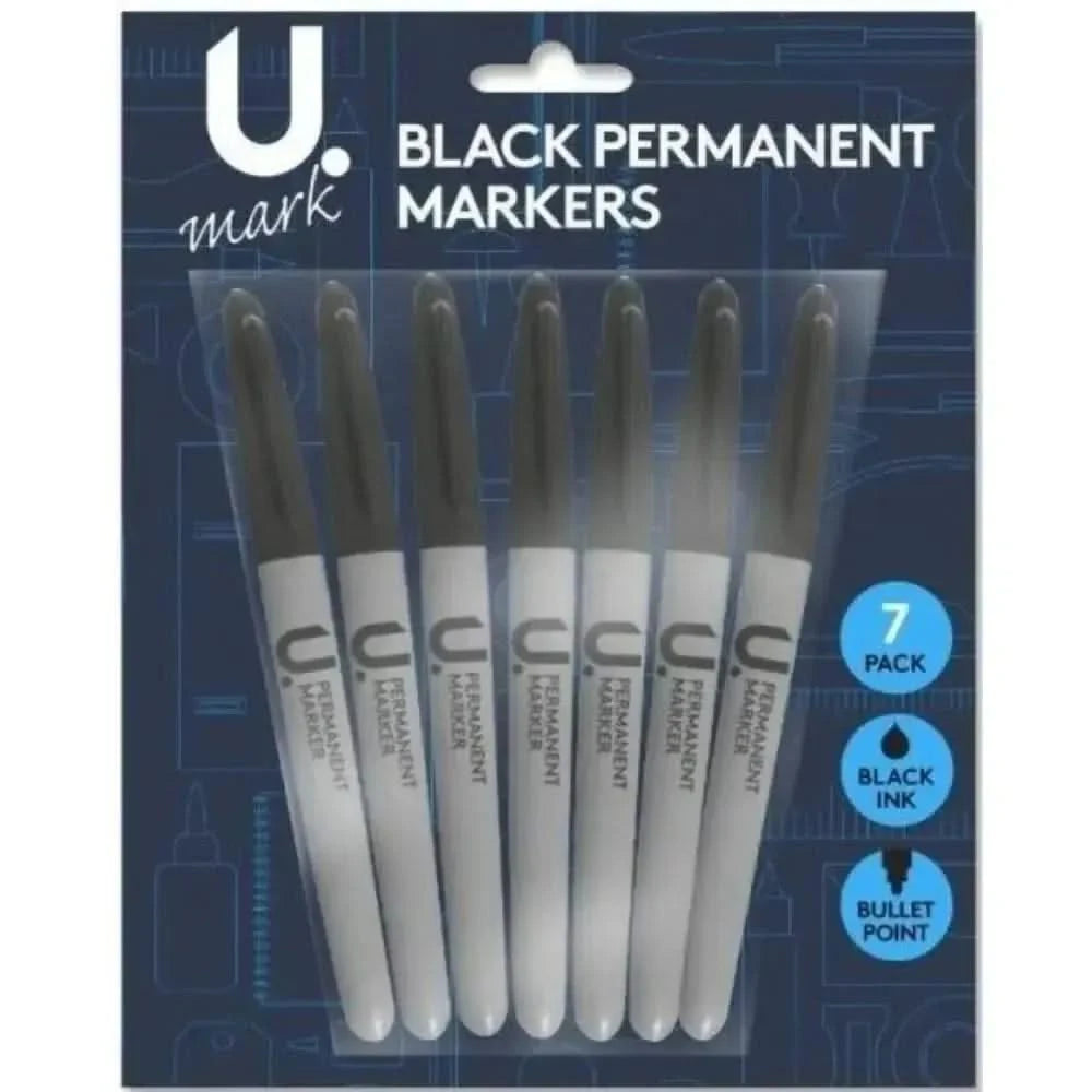 Black Permanent Markers Pack of 7-Black Permanent Markers Pack of 7