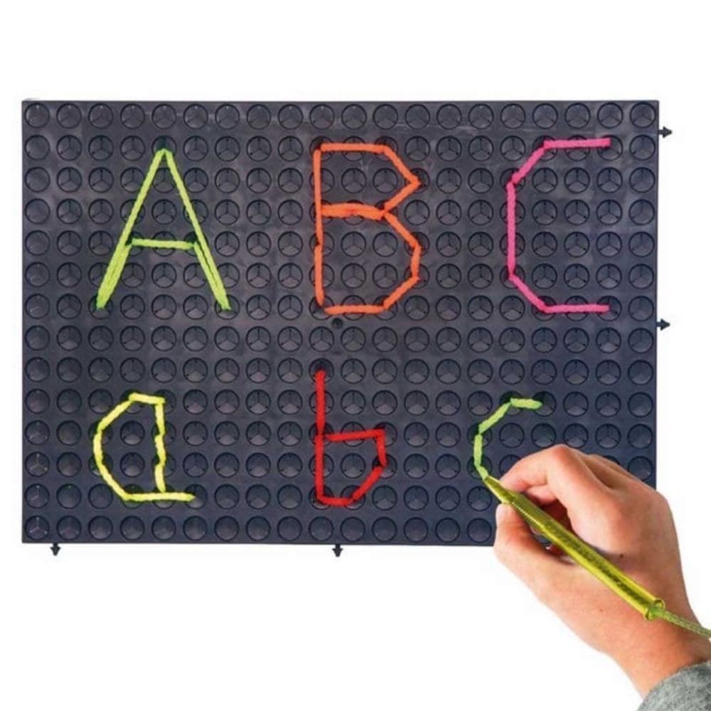 Black Rectangular Pattern Boards, The Black Rectangular Pattern Boards offer a unique and interactive learning experience designed to enhance a range of skills in children aged 3 and up. This educational tool not only fosters creativity but also contributes to the development of fine motor skills and hand-eye coordination. With each board measuring 42 x 27 x 5 cm and weighing 1 kg, children can easily manipulate the threading pens and coloured laces to create intricate designs and pictures. The act of pushi