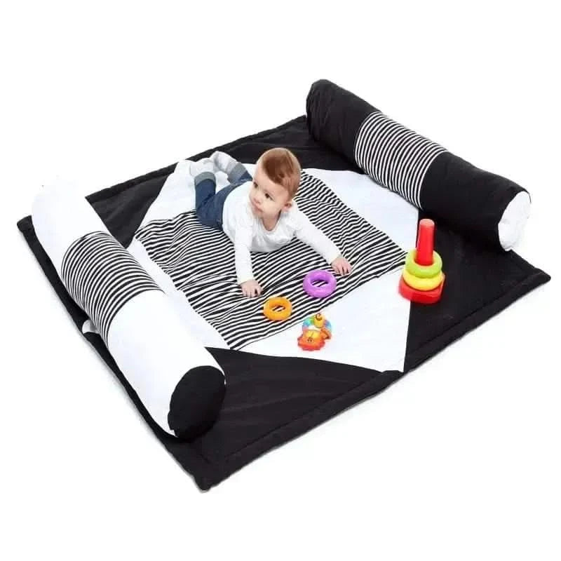 Black & White Mat & Bolsters-Black & White Mat & Bolsters