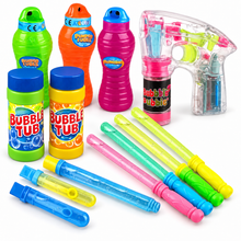 Bubbles Activity Kit complete set with bubble liquid visible in transparent tubes