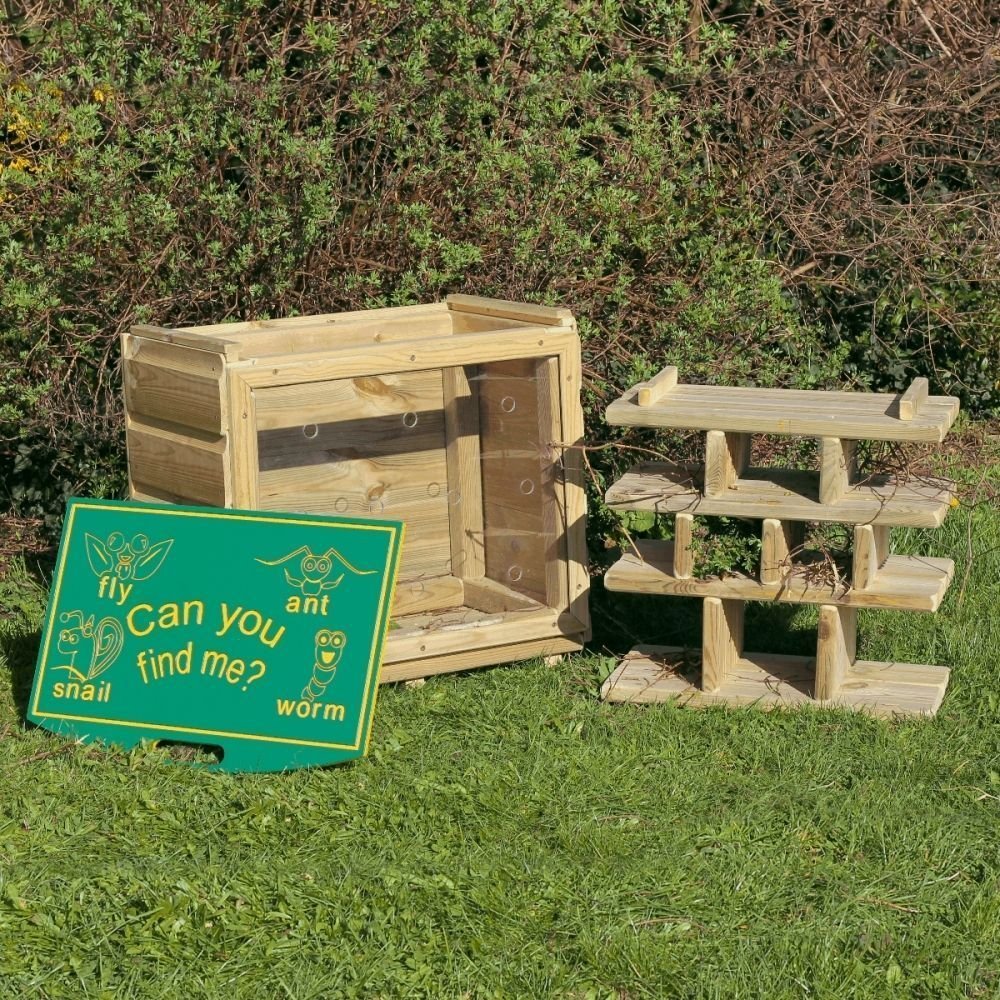 Bugs & Creatures Hotel, Did you know your playground is home to a whole range of living creatures? Why not start your own bug hotel environment? An average playground could hold over 2,000 different species of insect! By providing the right habitats, you can greatly increase the number of wonderful insects in your play area! Children will absolutely love this bug hotel for schools or nurseries.The Bugs & Creatures Hotel will make the perfect addition to any playground or forest school. Children will enjoy l