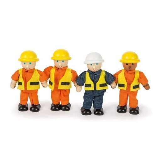 Builders Figures, Introducing the Tidlo Builders Figures - the perfect addition to your bustling construction site! This set includes four Builders, each dressed in high visibility jackets and hard hats, ready to tackle any building project with a smile.With their flexible and poseable arms and legs, these construction site workers can stand or sit, allowing them to access every part of your construction site. No area will be out of bounds for these hardworking figures! Whether you want them operating machi