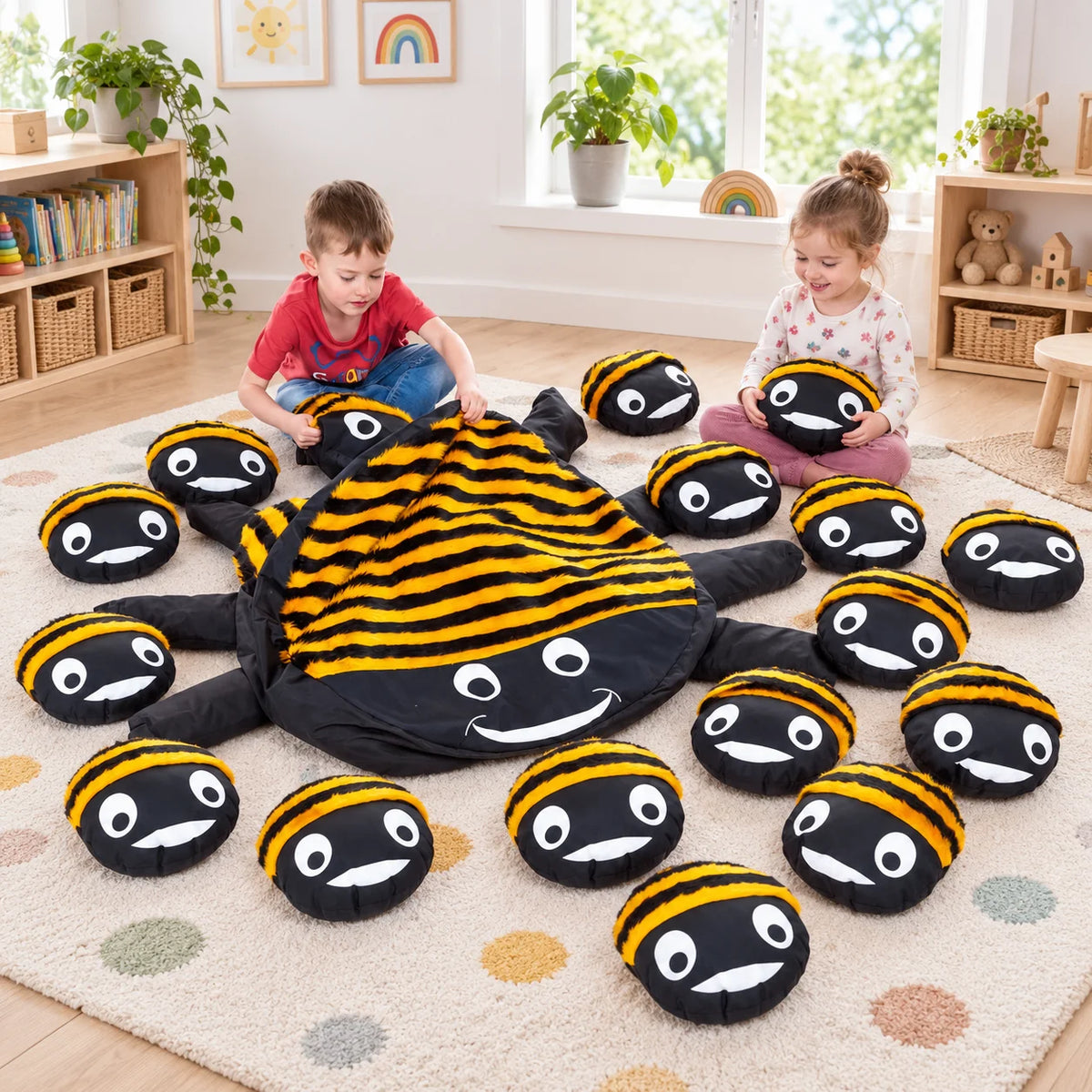 Bumble Bee Cushion and 15 Baby Bee Cushions-Bumble Bee Cushion and 15 Baby Bee Cushions