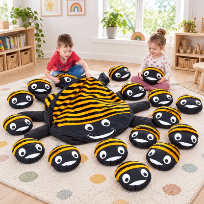 Bumble Bee Cushion and 15 Baby Bee Cushions-Bumble Bee Cushion and 15 Baby Bee Cushions