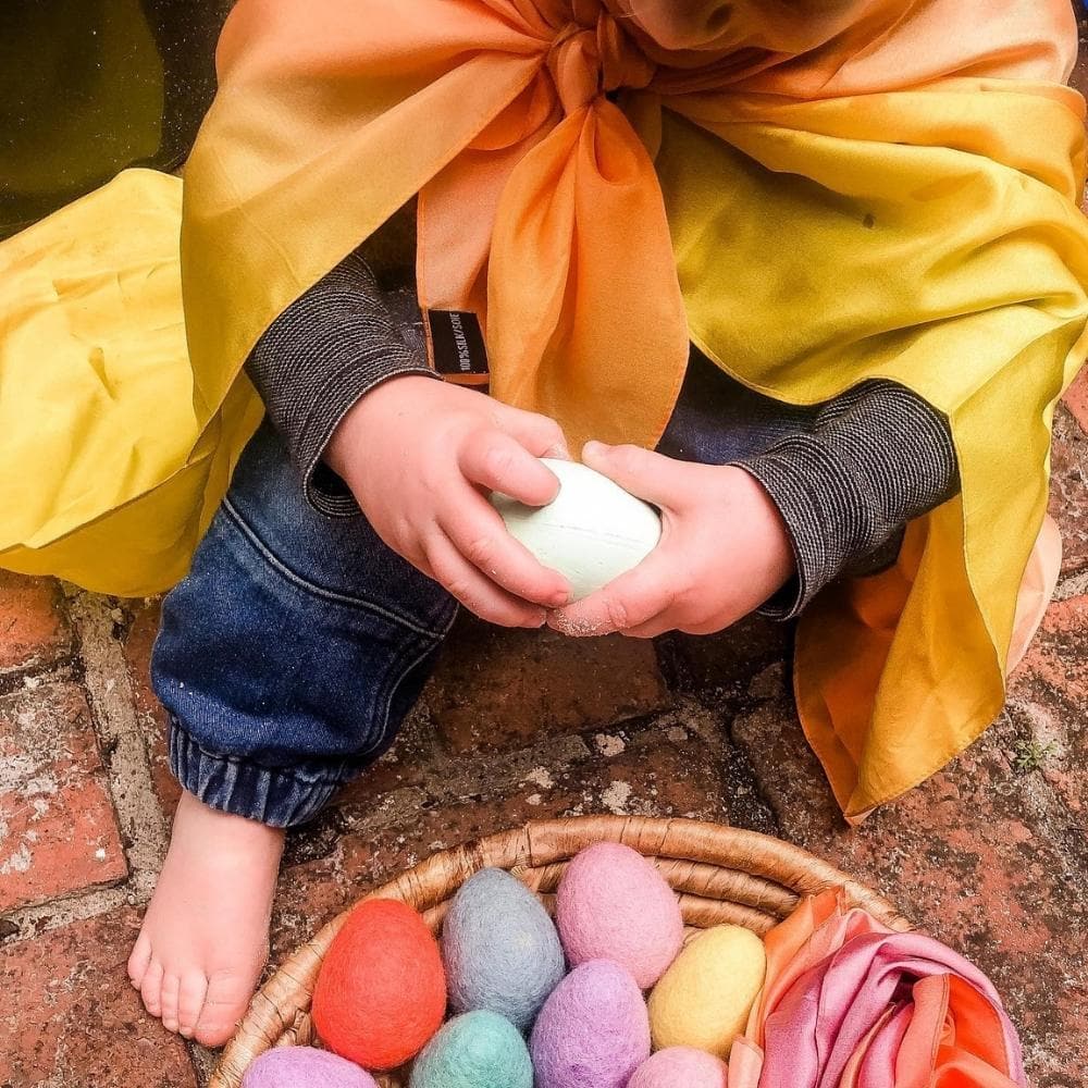 Chalk Eggs, Encourage creative play time with these colourful Chalk Eggs, supplied in 6 beautiful pastel colours including yellow, green, orange, pink, purple and blue. Palm sized chalks moulded into an easy grip egg shape, ideal for outdoor mark making activities and perfect for little artists! The Chalk Eggs are beautifully packed in a cardboard egg box , making it the ideal gift for Easter. Little artists can make their own creations with the six pastel colours - yellow, green, orange, pink, purple and b