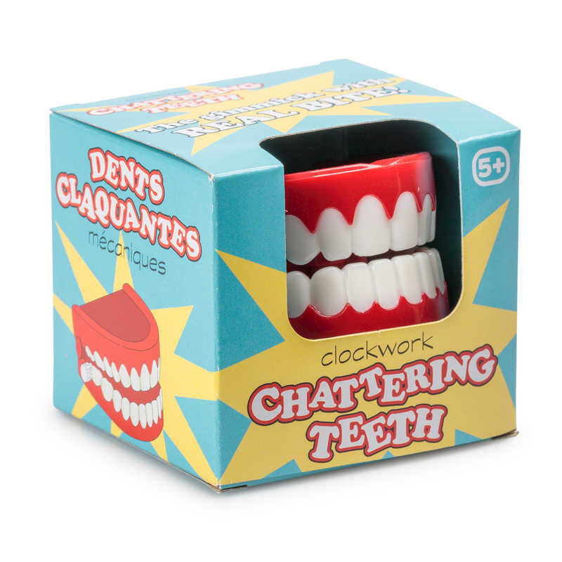 Chattering Teeth, Introducing the Giant Clockwork Teeth, a classic and entertaining clockwork toy that is sure to bring laughter and joy to both young and old. This whimsical set features a pair of false teeth that chatters noisily and repeatedly when wound up.Prepare for a hilarious sight as the giant teeth come to life, scuttling and chattering around any surface. Watch as they dance and wiggle, creating a spectacle that is bound to elicit laughter and amusement from everyone around.Ideal for parties or s