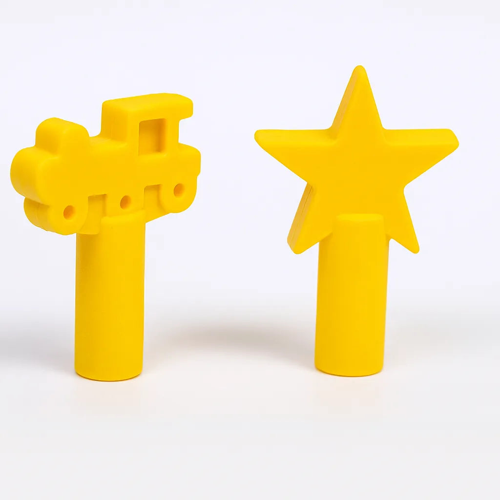 Chew Pencil Toppers Star and Train Pack of 2-Chew Pencil Toppers Star and Train Pack of 2