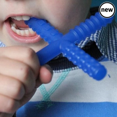 Chew Stixx Blue, Chew Stixx provide a safe and bacteria free alternative for children who chew on shirts, pencils, fingers, etc.Chew Stixx Blue combines multiple food simulating textures into one cost-effective chew Due to the alternating textures of this product, it is an excellent chewable hand fidget for children craving sensory input, and the input received from destructive oral motor grinding. The textures of this Chew Stixx Blue were designed by therapists to simulate the ever changing textures of foo