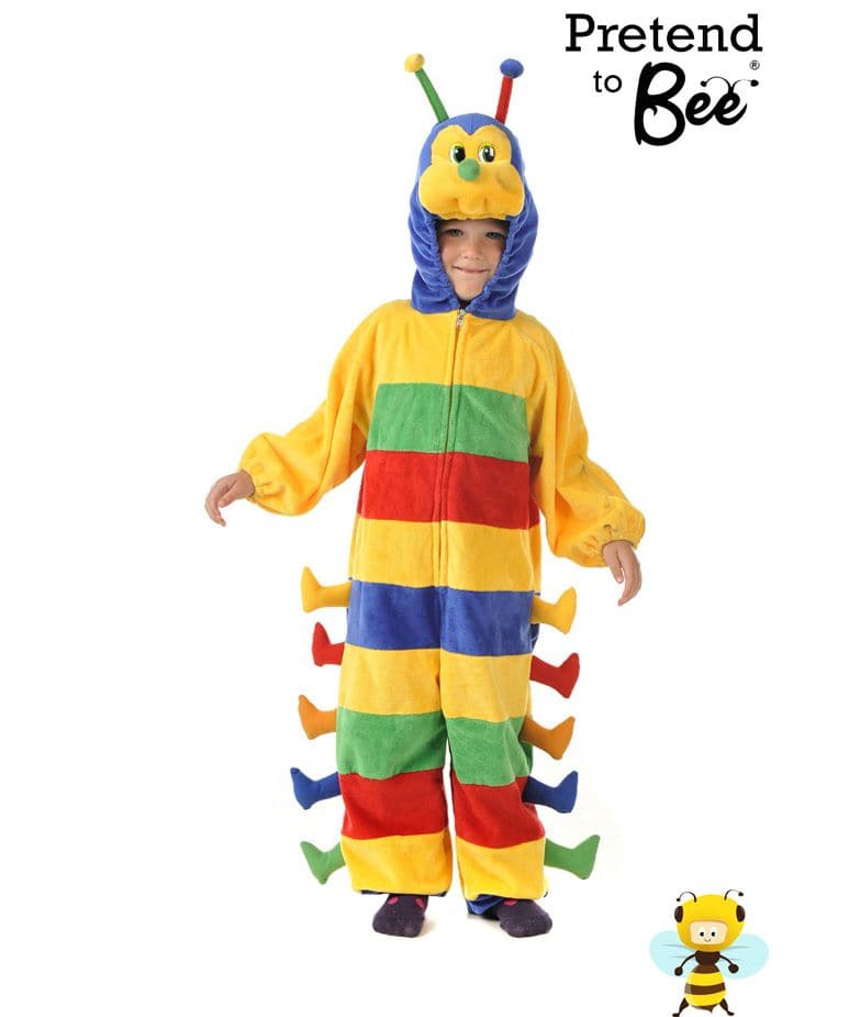 Childrens Caterpillar Costume - 3-5 Years old, Get ready to have a blast with our Caterpillar outfit! This ultra-soft chenille velour onesie is designed to keep your little one cozy and comfortable, while also being irresistibly cute.The onesie features a vibrant, multi-coloured rainbow design that will surely grab everyone's attention. The accompanying plush, multi-coloured legs add an extra touch of fun and playfulness to the outfit.But the real showstopper is the blue padded plush velour 'caterpillar fac