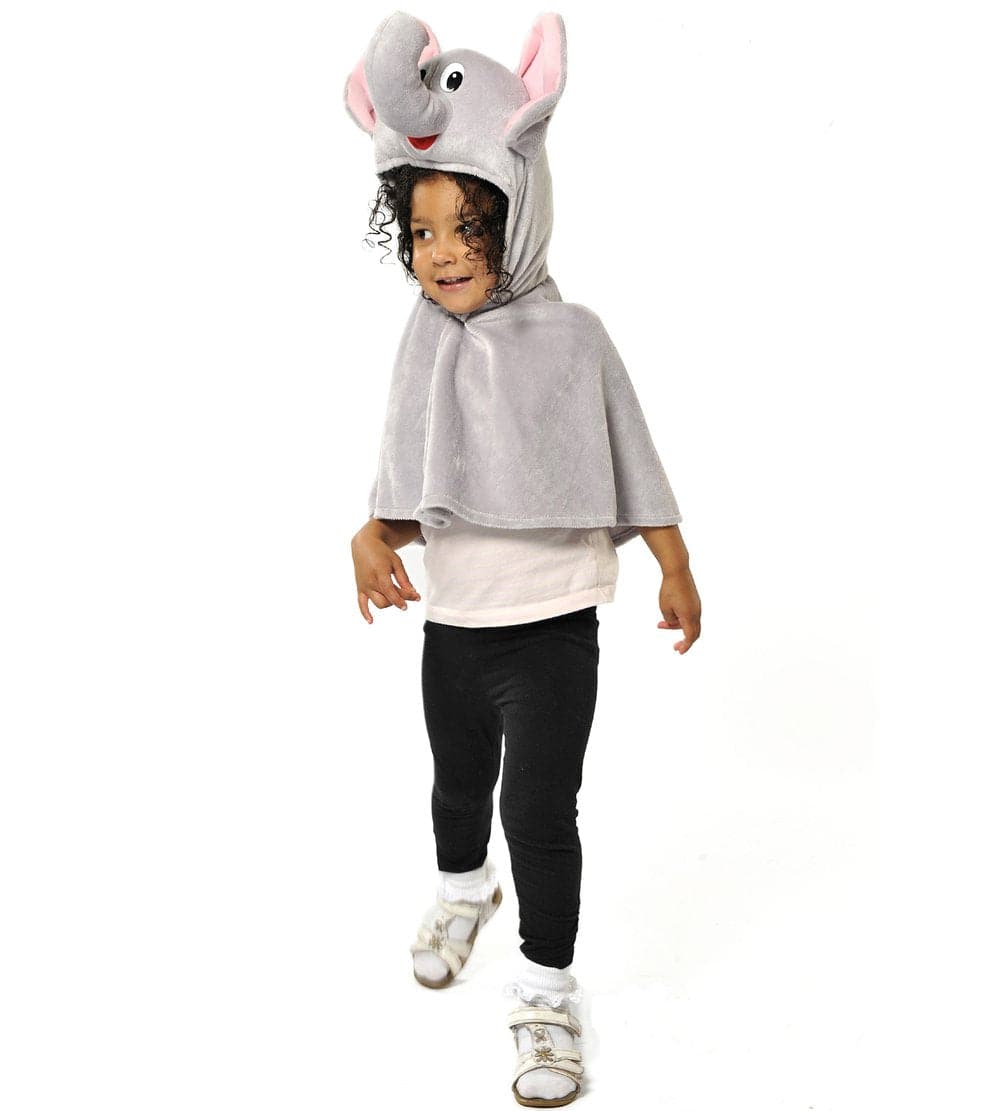 Childrens Elephant Cape fancy dress, The Children's Elephant Costume is a fun and easy-to-wear costume that offers great value for money. Designed to encourage pretend play and help children learn about wild animals, this costume is a fantastic early years resource.The costume features a brilliantly detailed elephant fancy dress cape that is made from super-soft grey velour fabric. The cape comes with an elephant hood that has a trunk and elephant ears, adding to the overall charm and authenticity of the co