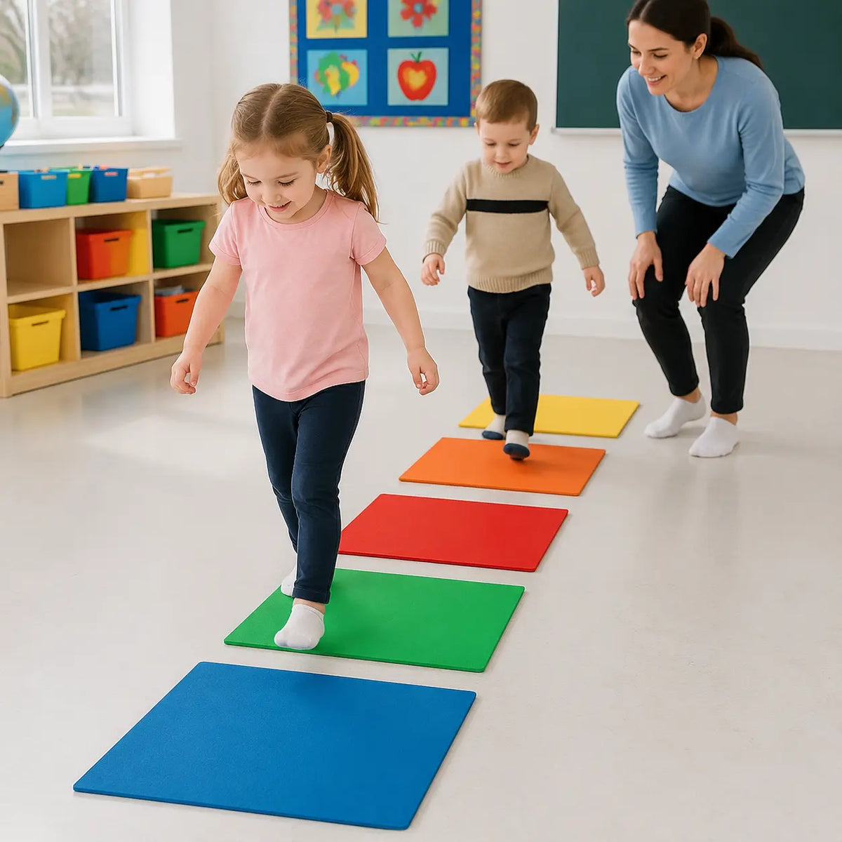 Children's Exercise Mats Pack of 5 – natural nursery lifestyle scene 6