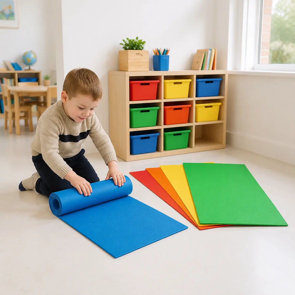 Children's Exercise Mats Pack of 5 – natural nursery lifestyle scene 7