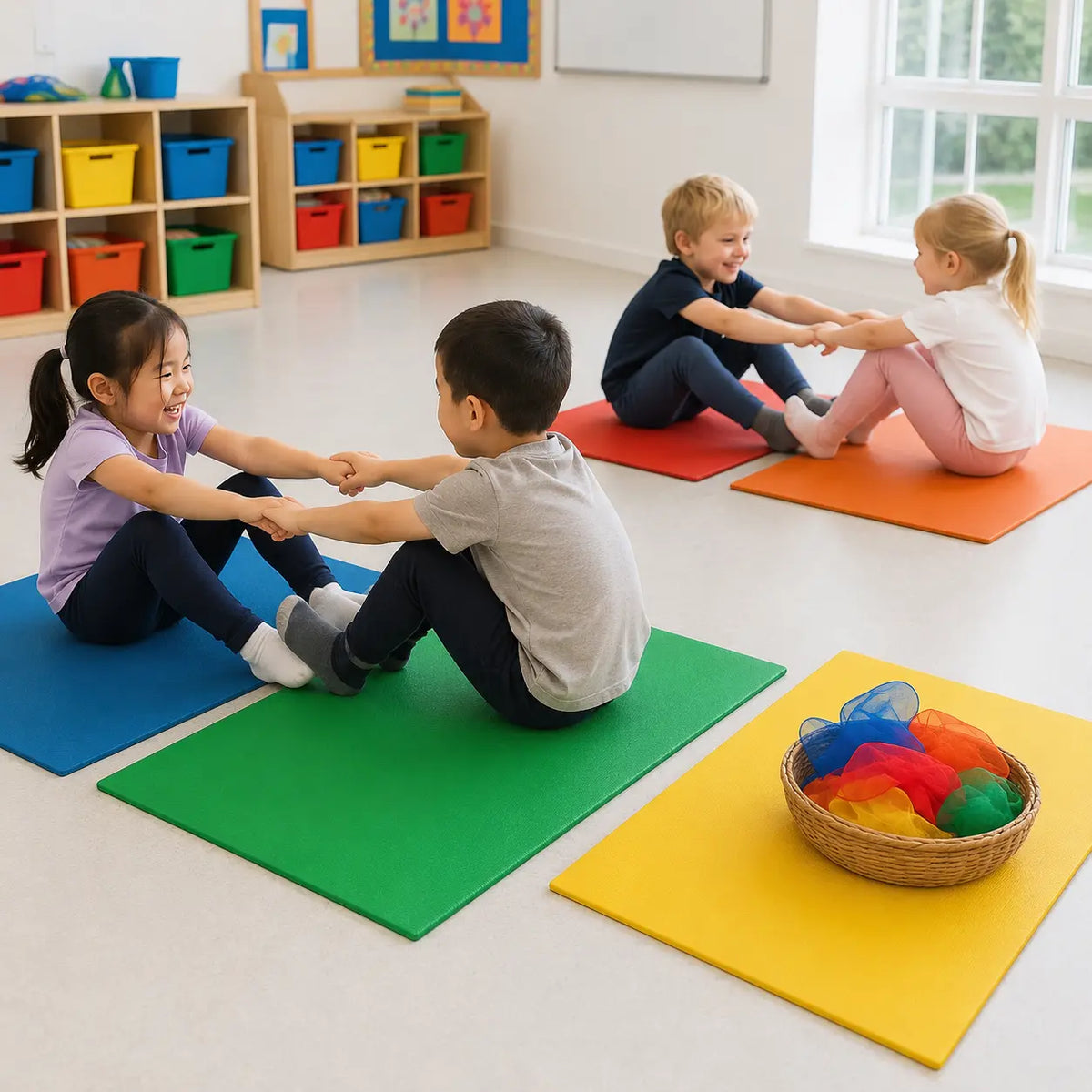 Children's Exercise Mats Pack of 5 – natural nursery lifestyle scene 8