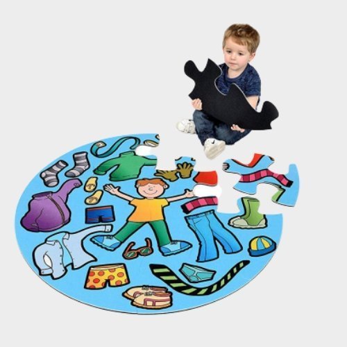 Children's Giant Jigsaw Dressing Up Activity Mat, The Children's Giant Jigsaw Dressing Up Activity Mat is a must-have for young children's playtime and development. Made from a super thick polyester material, this activity mat is not only durable but also provides a comfortable surface for children to play on. With large tactile pieces that are perfect for small hands, this jigsaw puzzle is designed to promote hand-eye coordination and problem-solving skills. The pieces fit together snugly and securely, ens