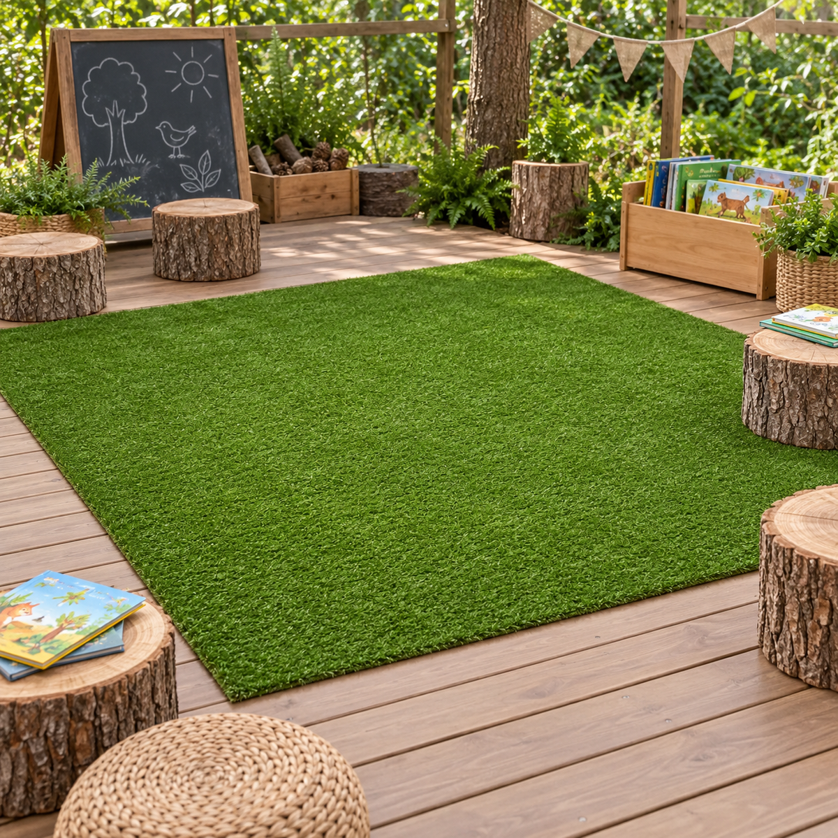 Children's Landscape Grass Rug in an early years indoor or outdoor setting without children, view 4