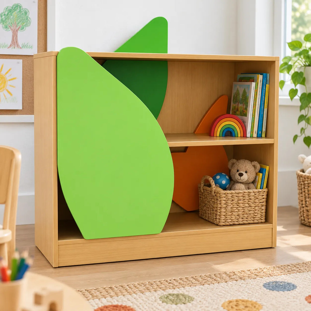 Children’s Novelty Bookcase Snail with Leaf Door in a bright early years classroom – view 5