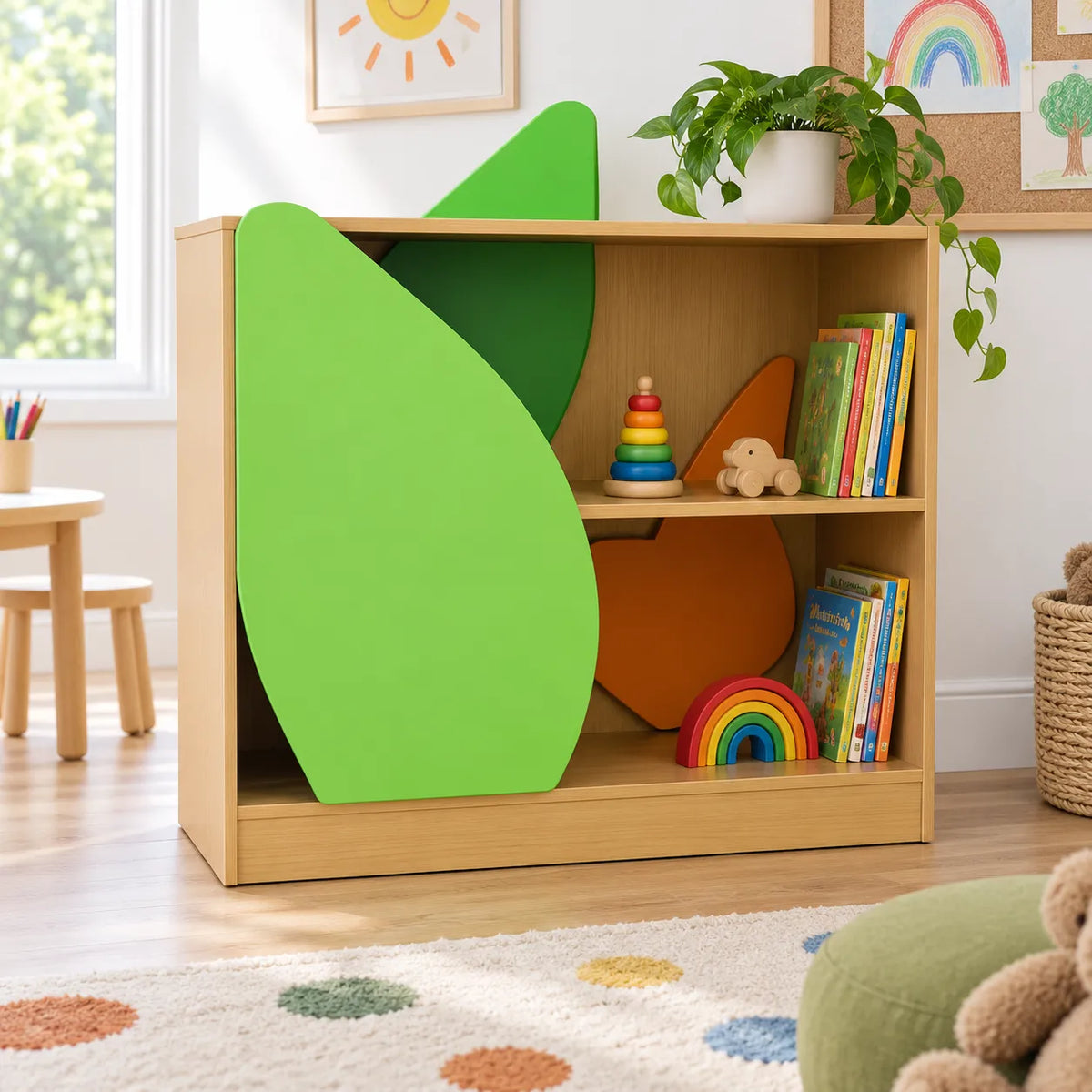 Children’s Novelty Bookcase Snail with Leaf Door in a bright early years classroom – view 7