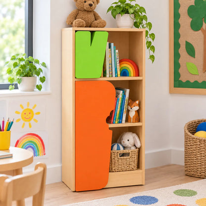 Children’s Novelty Bookcase with Carrot Door in a bright early years classroom – view 5