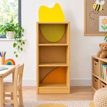 Children’s Novelty Honeybee Bookcase with Feature Panels in a bright early years classroom – view 1