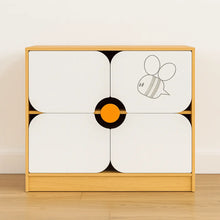 Childrens Novelty Honeybee Bookcase with Flower Doors-Childrens Novelty Honeybee Bookcase with Flower Doors
