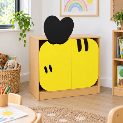 Children’s Novelty Honeybee Low Bookcase with Doors in a bright early years classroom – view 8