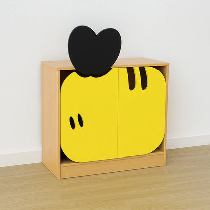 Childrens Novelty Honeybee Low Bookcase with Doors-Childrens Novelty Honeybee Low Bookcase with Doors
